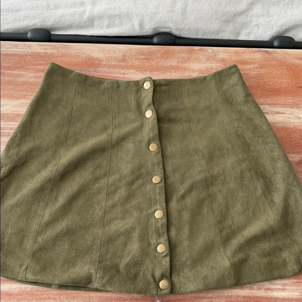 Altar'd State Khaki Button-Down A-Line Skirt